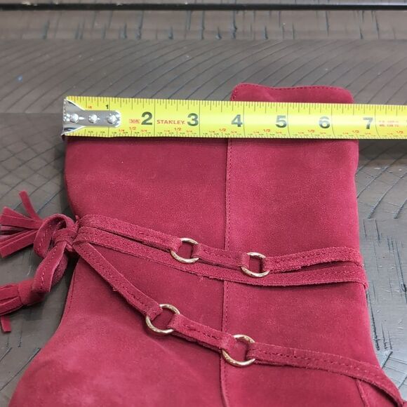 Hot In Hollywood Red Suede Heeled Boots Sz 11 - Picture 13 of 13